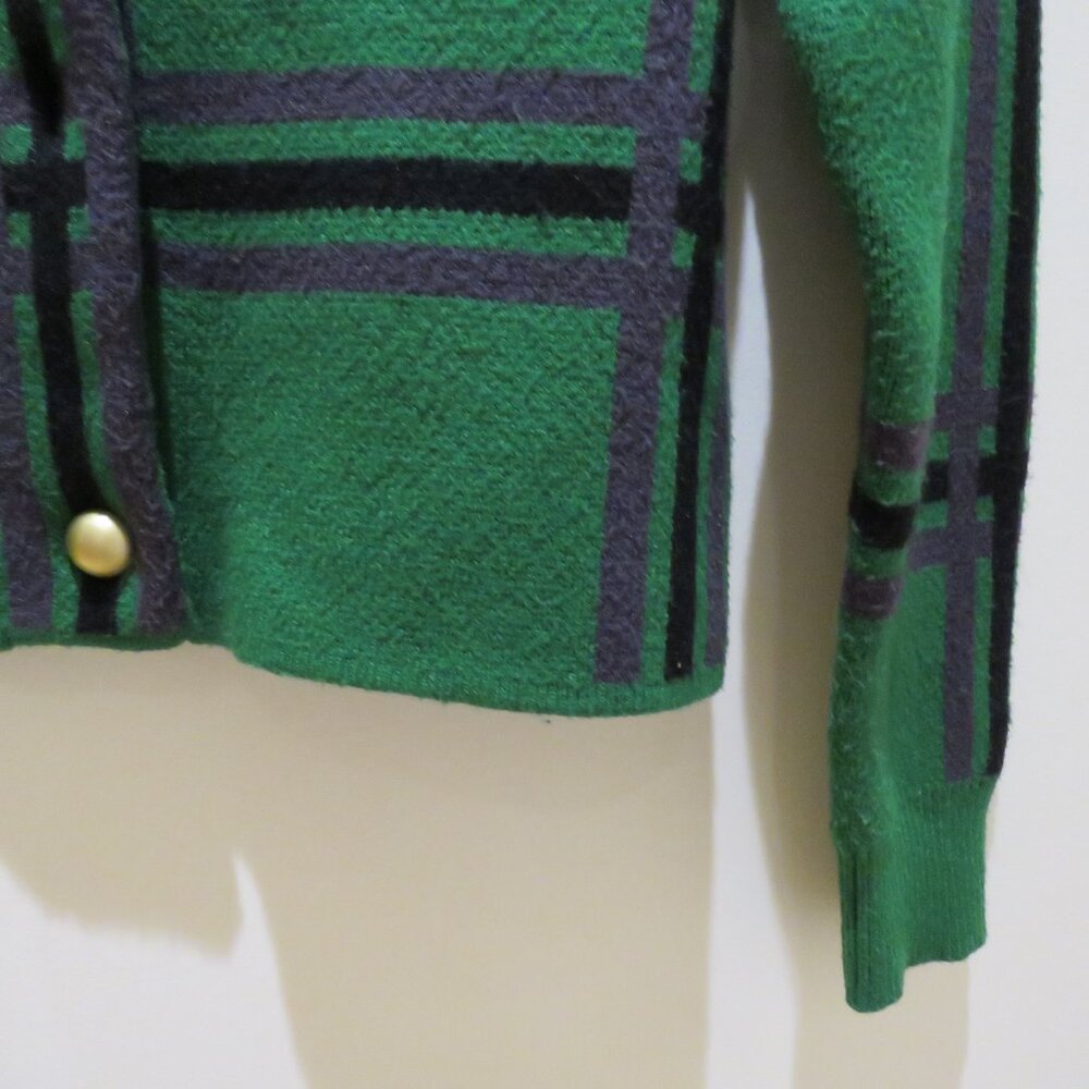 TULAROSA Bellair Cardigan Green Plaid XS Preppy Cropped Old Money - Picture 6 of 15